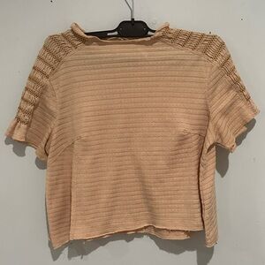 Free People Beige Short Sleeve Tee